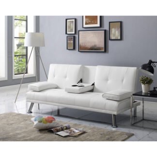 Armarion Twin 66'' Faux Leather Tufted Convertible Sofa